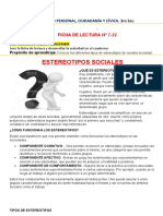 Estereotipos Sociales: Desarrollo Personal, Ciudadanía Y Cívica. 3ro Sec