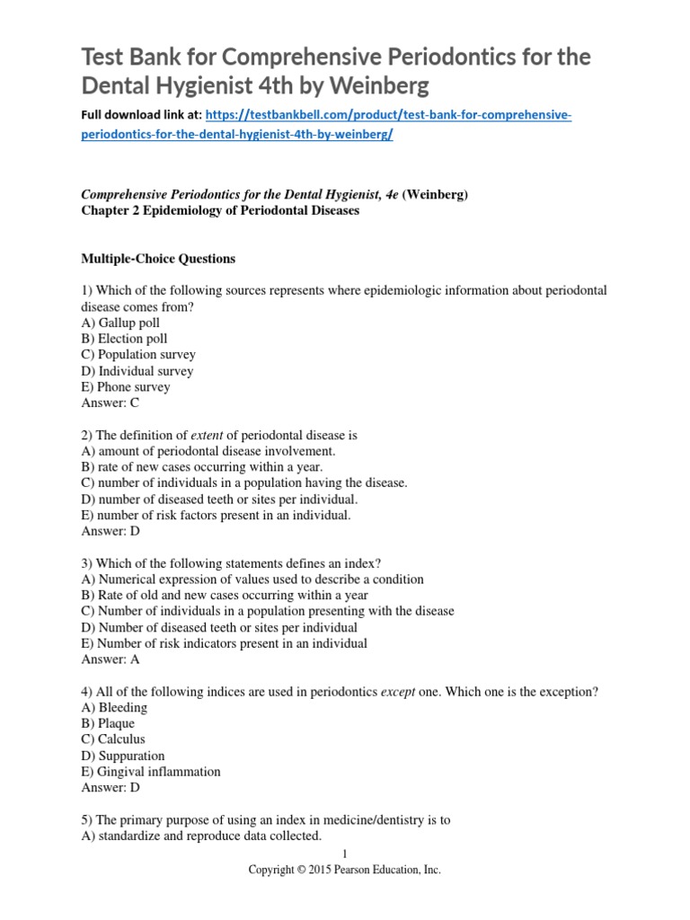Test Bank For Comprehensive Periodontics For The Dental Hygienist 4th