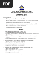 Joint Mock Examinations 2020 Uganda Certificate of Education S.4 Commerce Paper 1