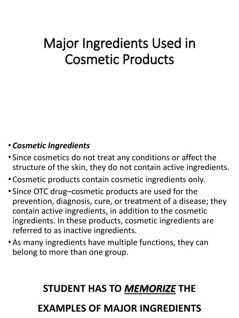 2-Major Ingredients Used in Cosmetic Products | PDF | Surfactant ...