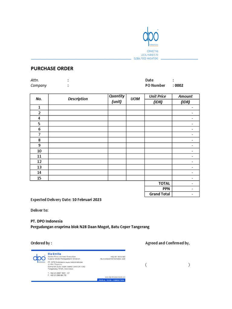 Contoh manual PO | PDF