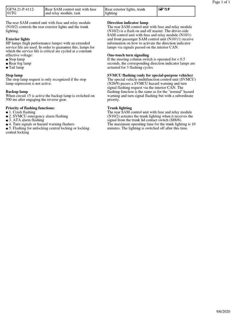 Rear SAM Control Unit Overview | PDF | Vehicles | Motor Vehicle