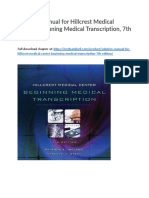 Solution Manual For Hillcrest Medical Center Beginning Medical Transcription 7th Edition