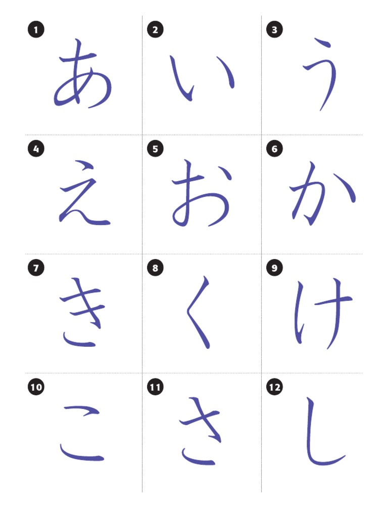 Hiragana Flashcards PDF