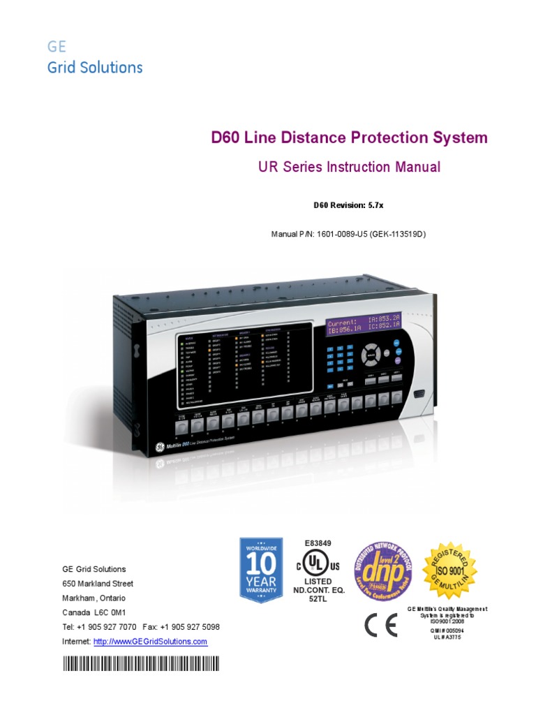 Grid Solutions: D60 Line Distance Protection System | PDF | Central ...