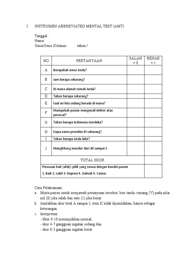 Instrumen Abbreviated Mental Test (Amt) PDF