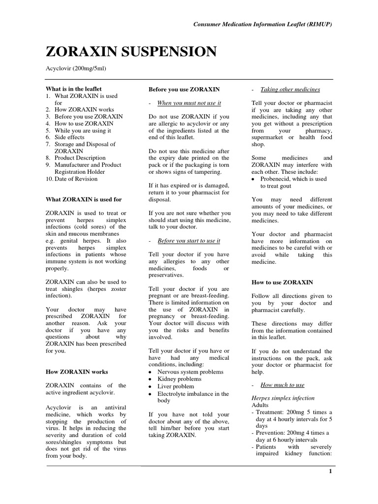 ACYCLOVIR | PDF | Dose (Biochemistry) | Chemistry