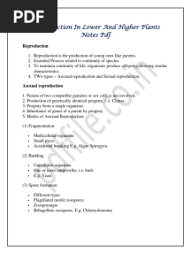 Reproduction in Lower and Higher Plants Notes