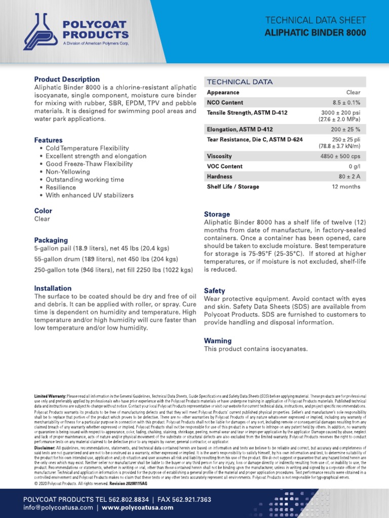 Aliphatic Binder 8000 | PDF