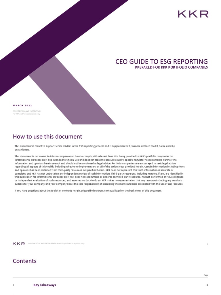 CEO Guide to ESG Reporting for KKR | PDF | Supply Chain | Sustainability