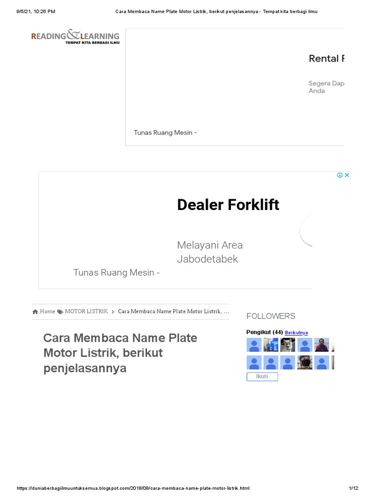 Cara Membaca Name Plate Motor Listrik, berikut penjelasannya Tempat