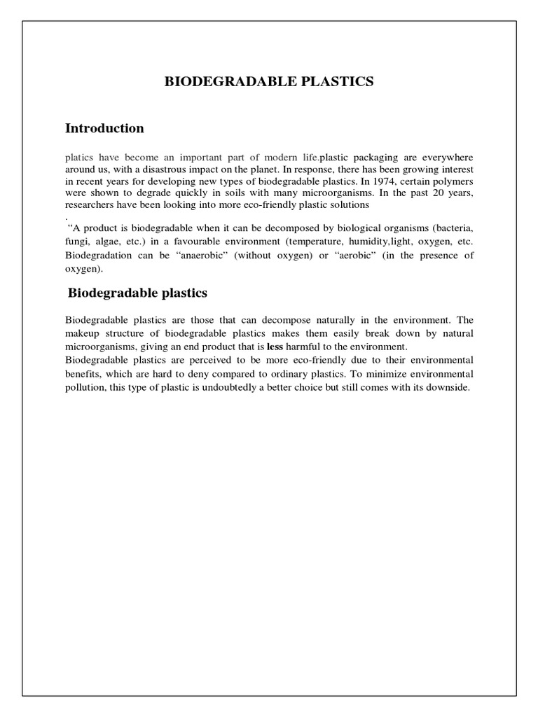 Biodegradable Plastics PDF