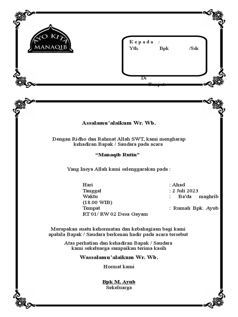 Contoh Undangan | PDF