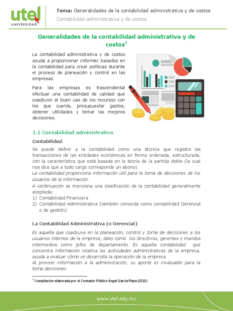 1 Contabilidad Administrativa Y De Costos Pdf Contabilidad Costo