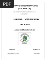 UNIT II Arrays and Strings