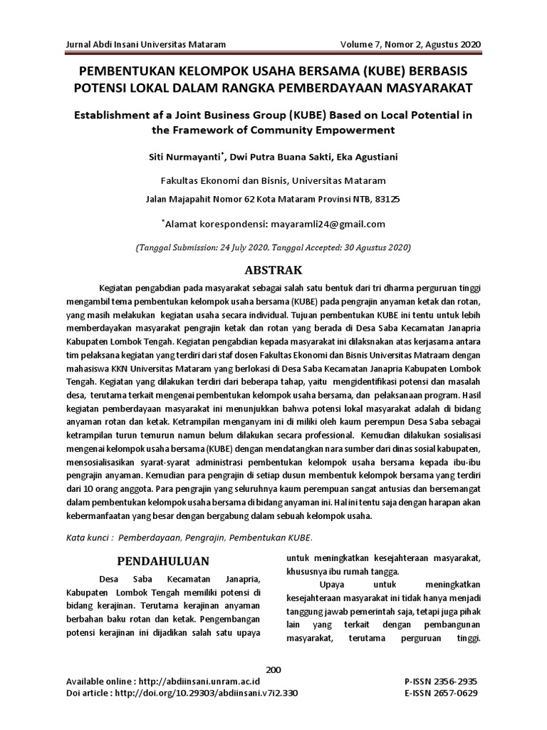 Masyarakat terlibat dalam kelompok usaha bersama