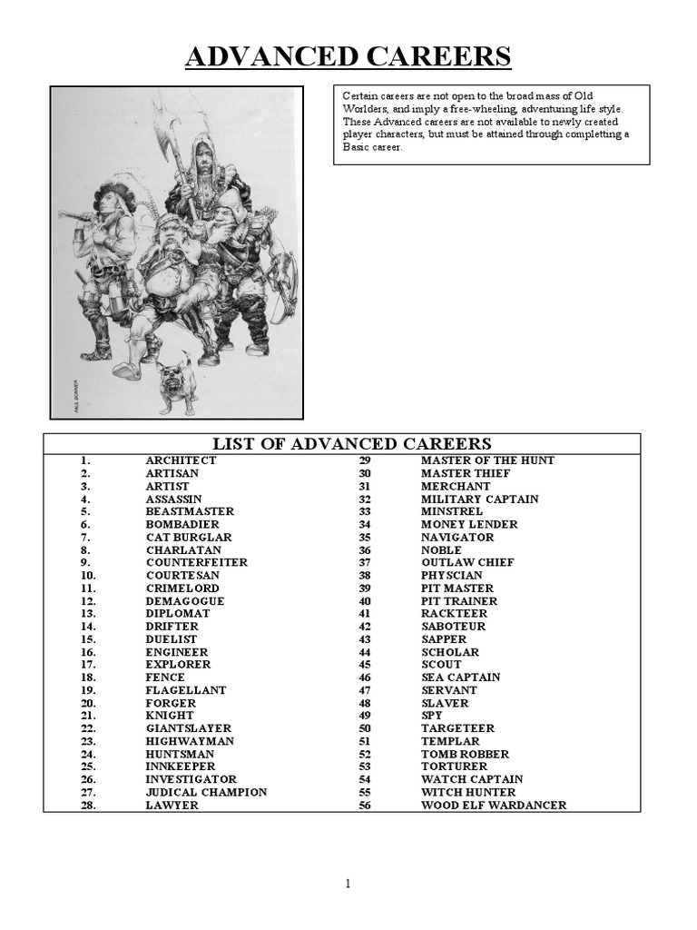Wfrp 1ed new advanced careers pdf elf dungeons dragons gun