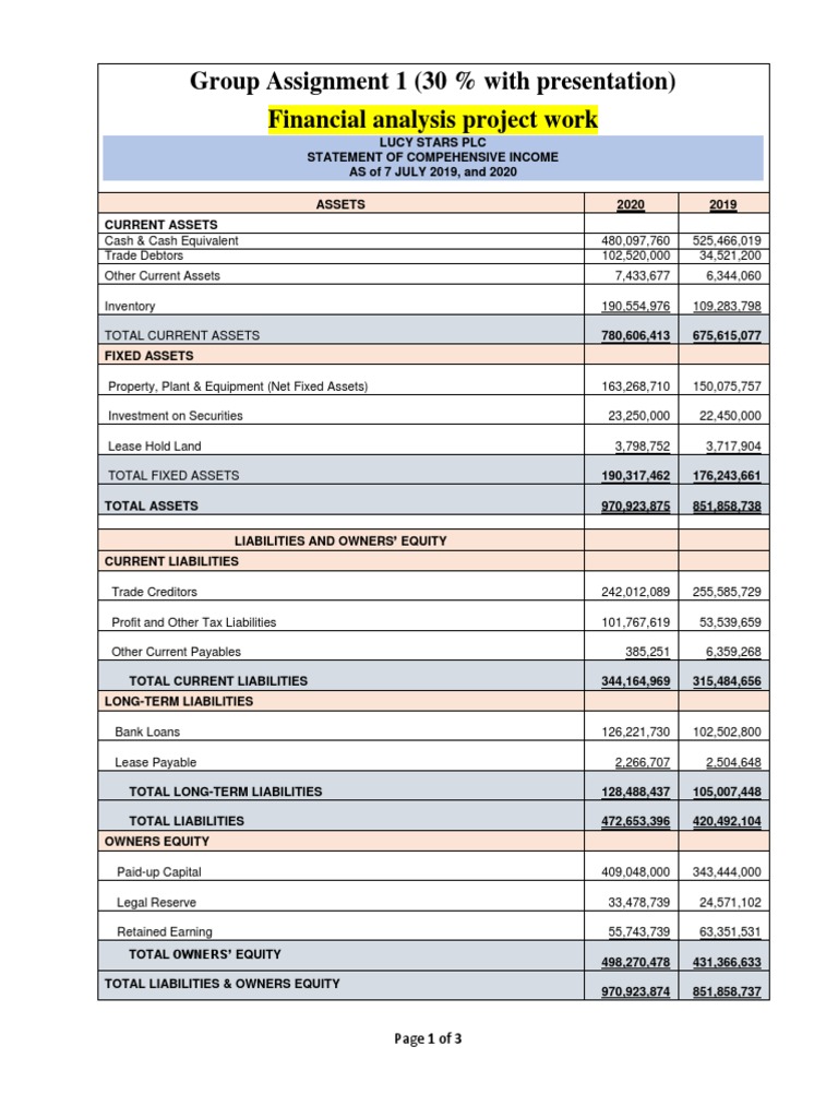 Financial Analysis Project Work 1 PDF