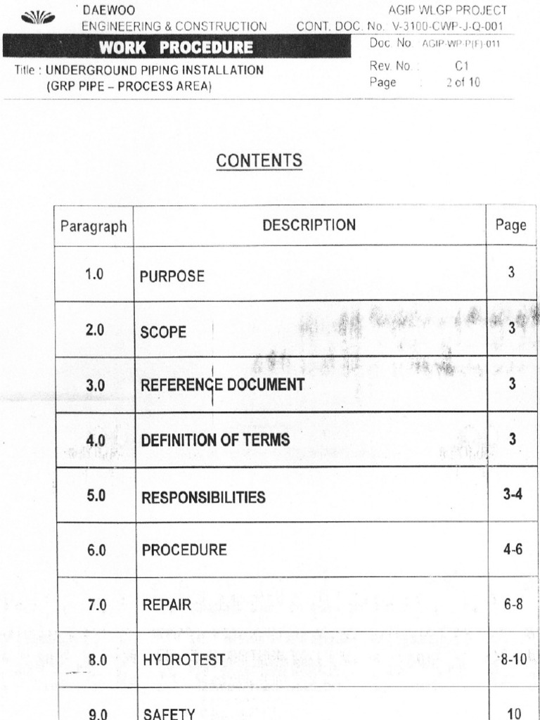 Underground Piping Installation (GRP Pipe) PDF Pipe (Fluid