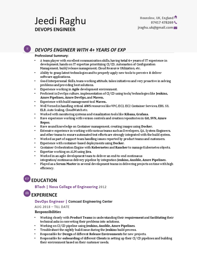 DevOps Engineer Profile | PDF