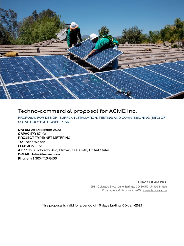 Proposal Template For Commercial Solar Projects | PDF