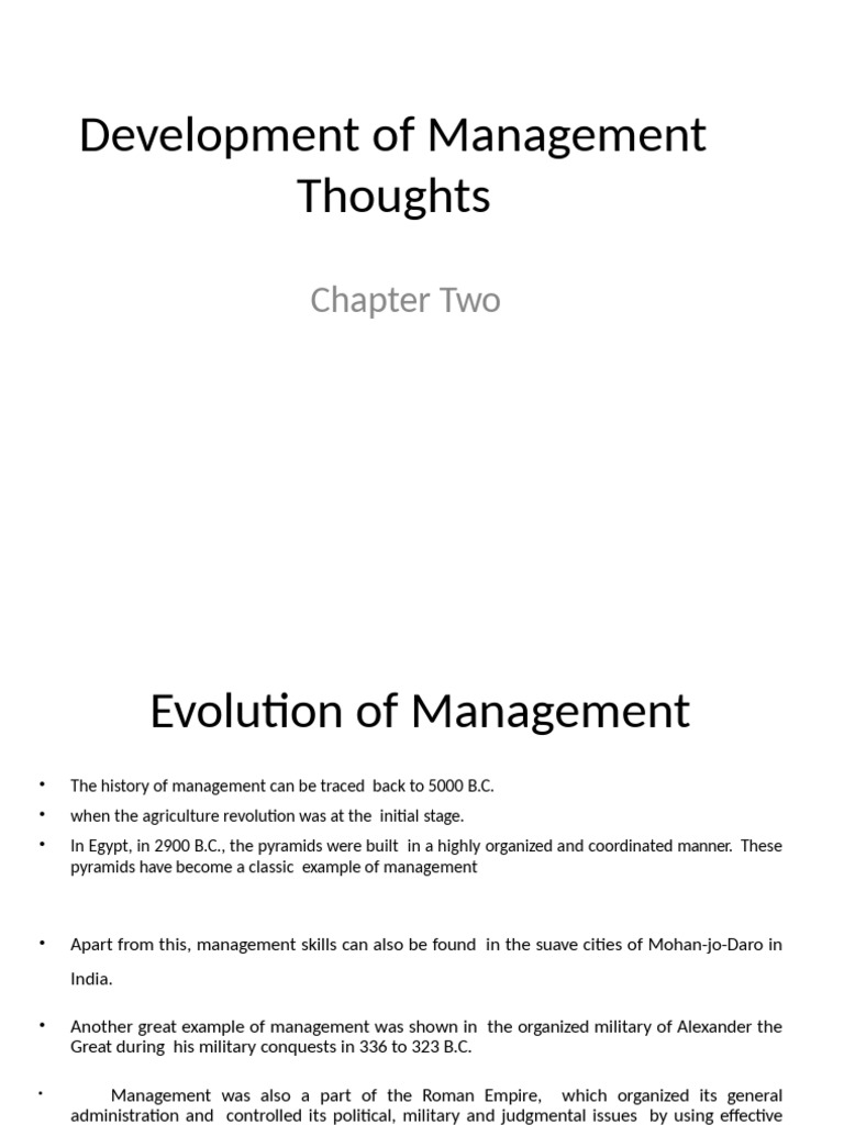 2 Development of Management Thoughts Chapter Itwo | PDF | Leadership ...