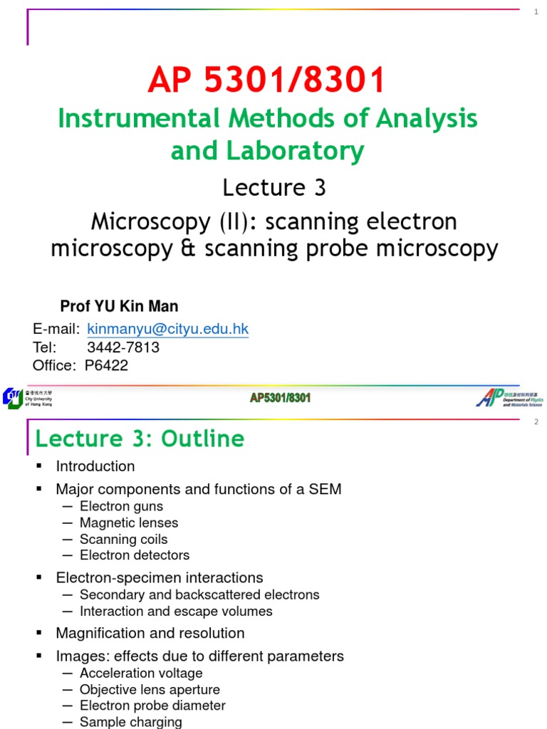Scanning Electron Microscopy Overview | PDF | Scanning Electron ...
