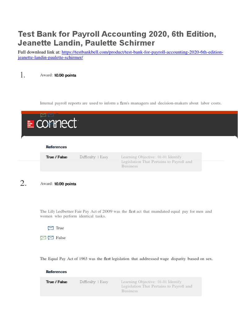 Test Bank For Payroll Accounting 2020 6th Edition Landin Paulette Schirmer PDF