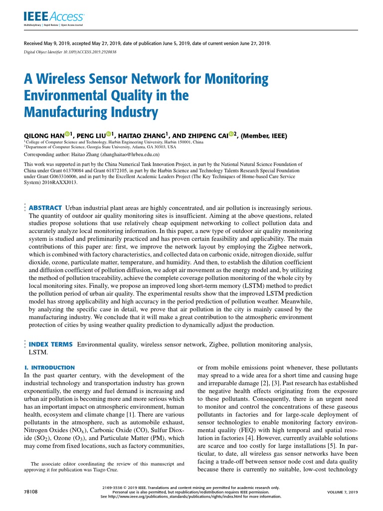 Polluiton Monitor Ieee PDF Air Pollution Wireless Sensor Network