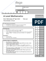A Level Maths - Progression Exam - Mar 2023