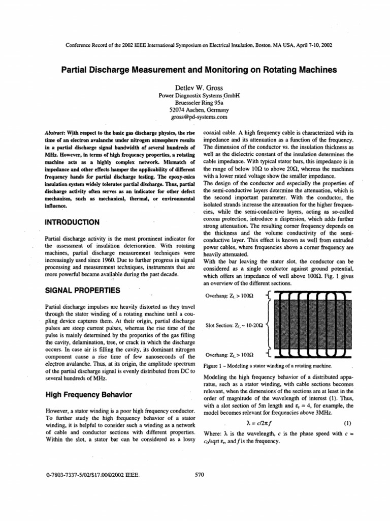 Partial Discharge Monitoring in Rotating Machines | PDF | Electrical ...