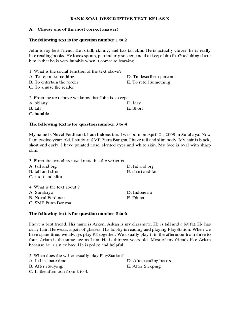 Bank Soal Descriptive Text Kelas X Pdf Venice Angkor Wat