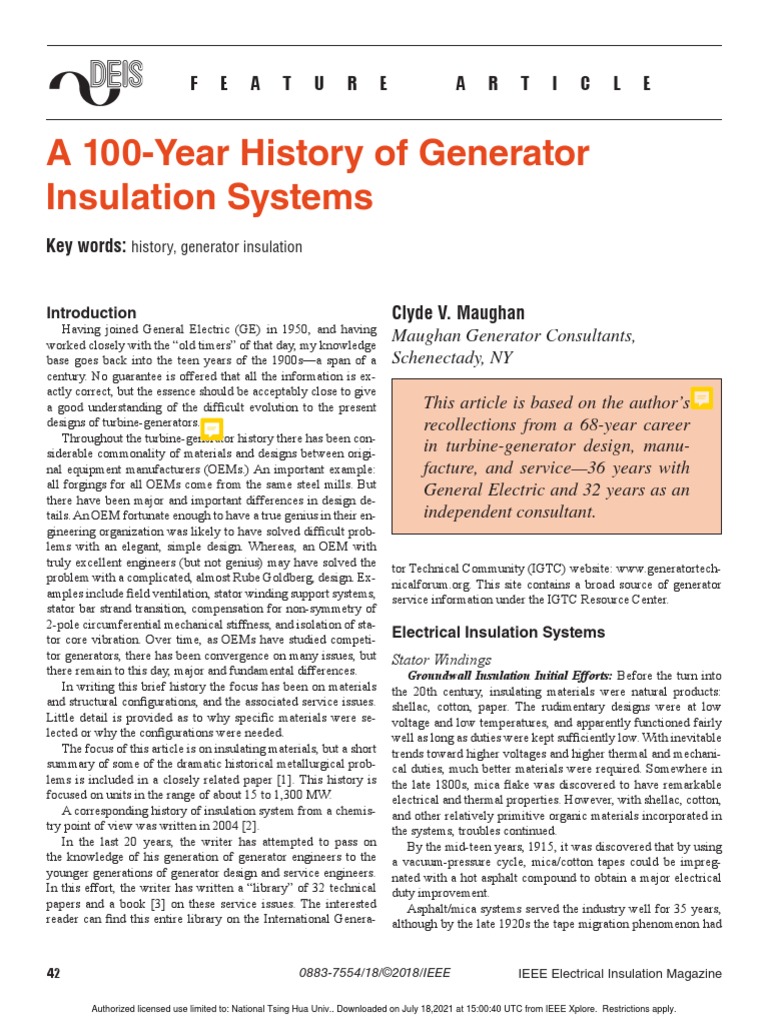 A 100-Year History of Generator Insulation Systems | PDF | Insulator ...