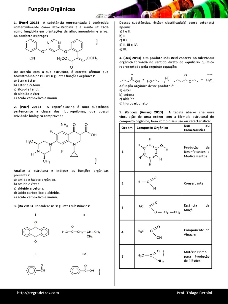 Identificação de Funções Orgânicas | PDF | Éster | Aldeído