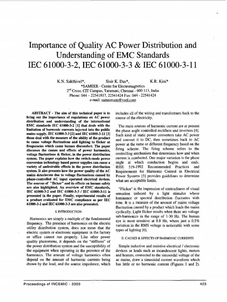 Importance of Quality AC Power Distribution and Understanding of EMC
