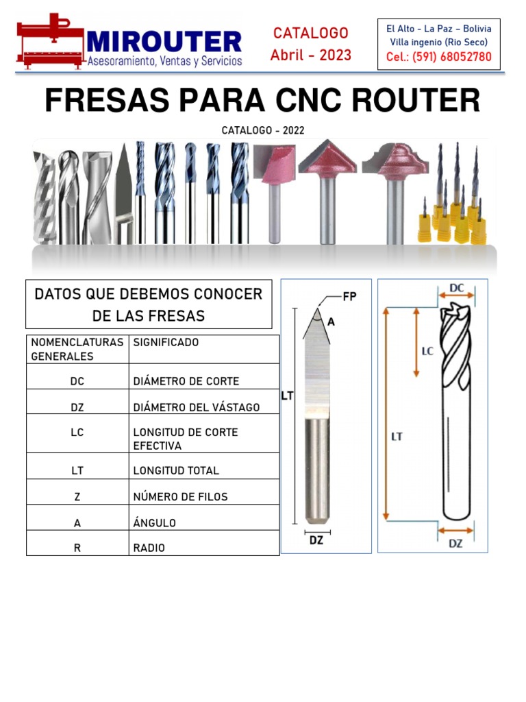 Catálogo de Fresas para Router CNC | PDF | Madera | Aluminio