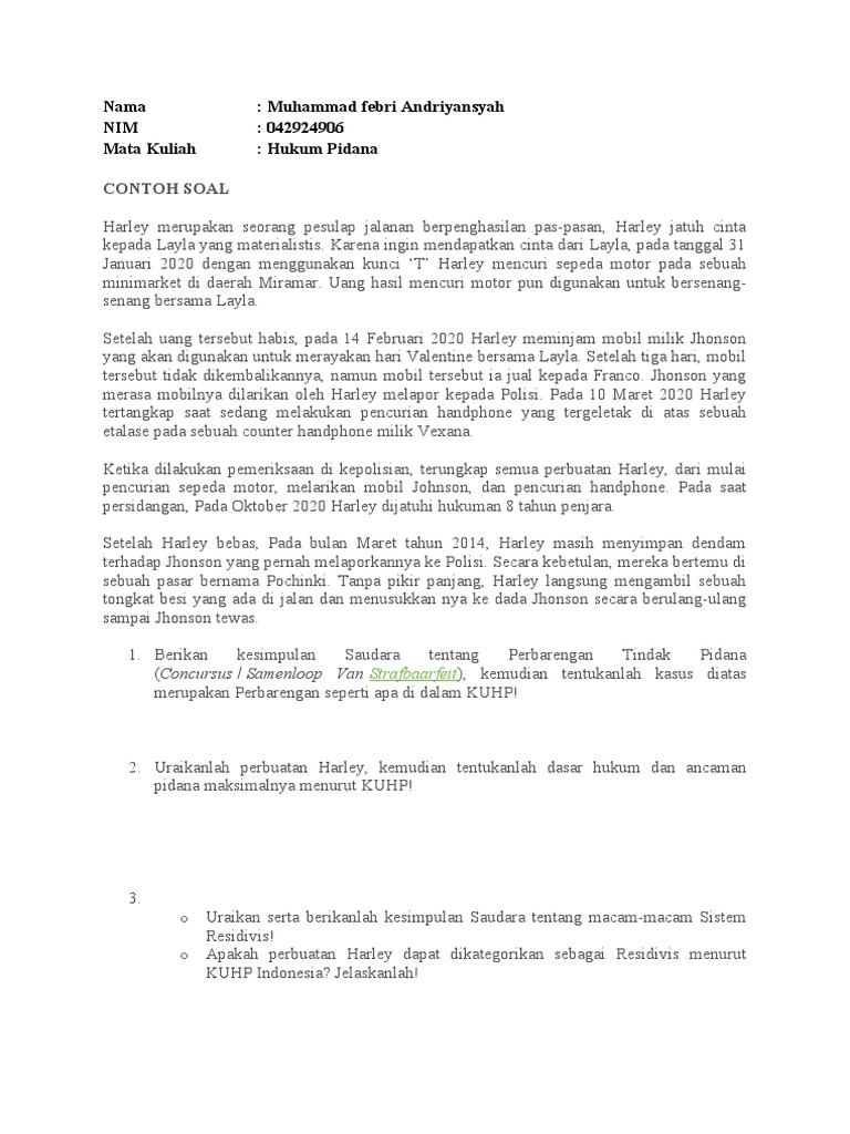 Analisis Kasus Pidana Harley | PDF | Politik | Ilmu Sosial