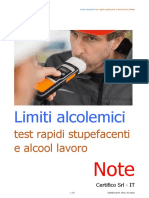 Limiti Alcolemici Lavoro - Test Rapidi Alcool e Stupefacenti - Note Rev. 00 2022