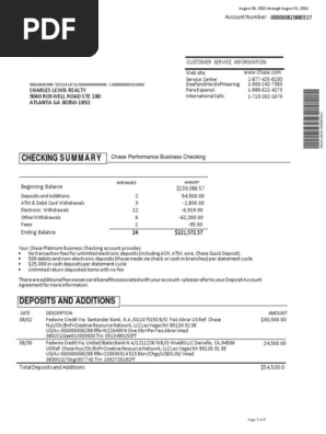 August Bank Statement