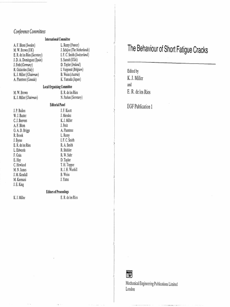 The Behaviour of Short Fatigue Cracks | PDF