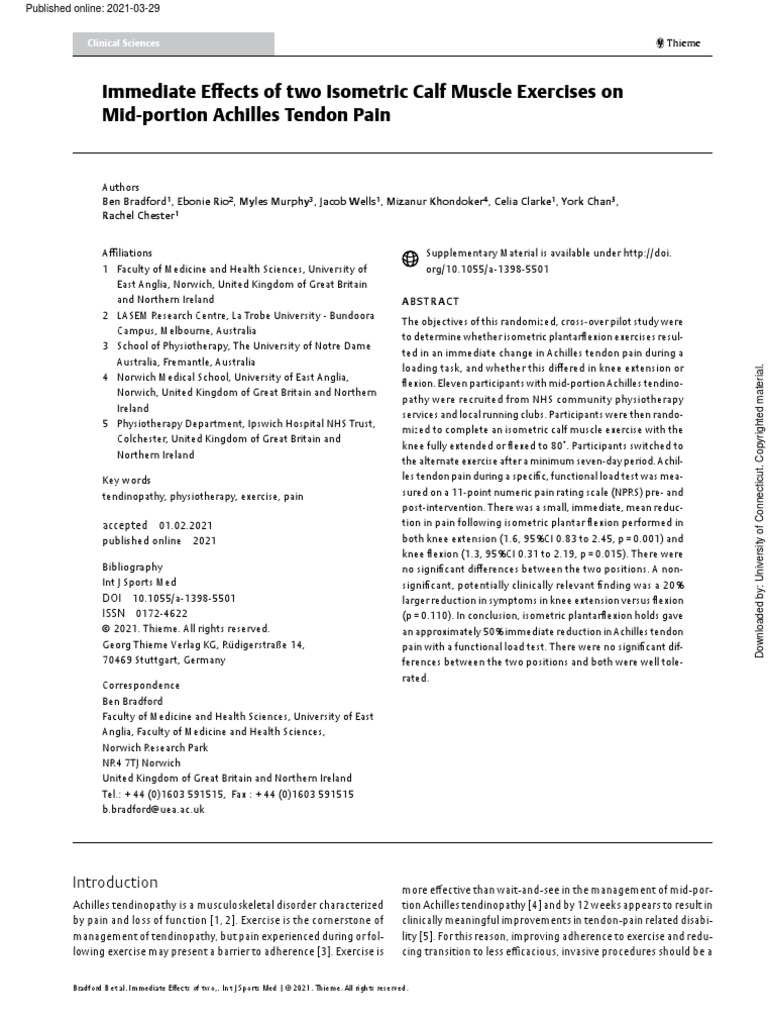 Immediate Effects of Two Isometric Calf Muscle Exercises On Mid-Portion ...