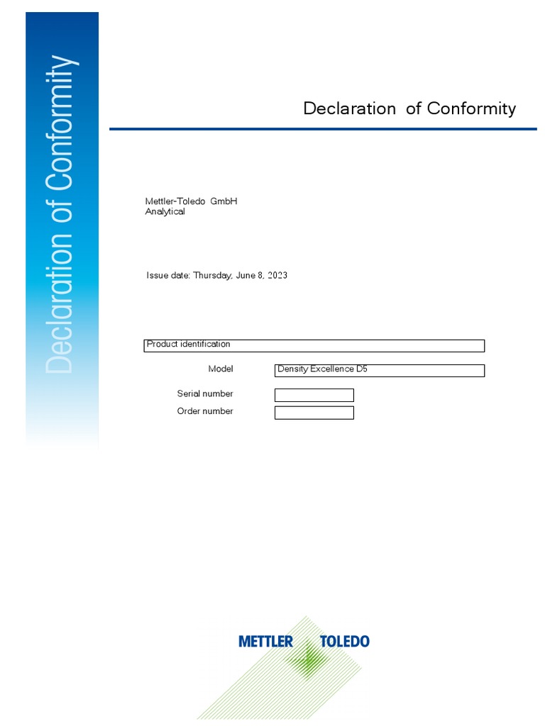 Declaration of conformity d5 mettler toledo pdf electromagnetic