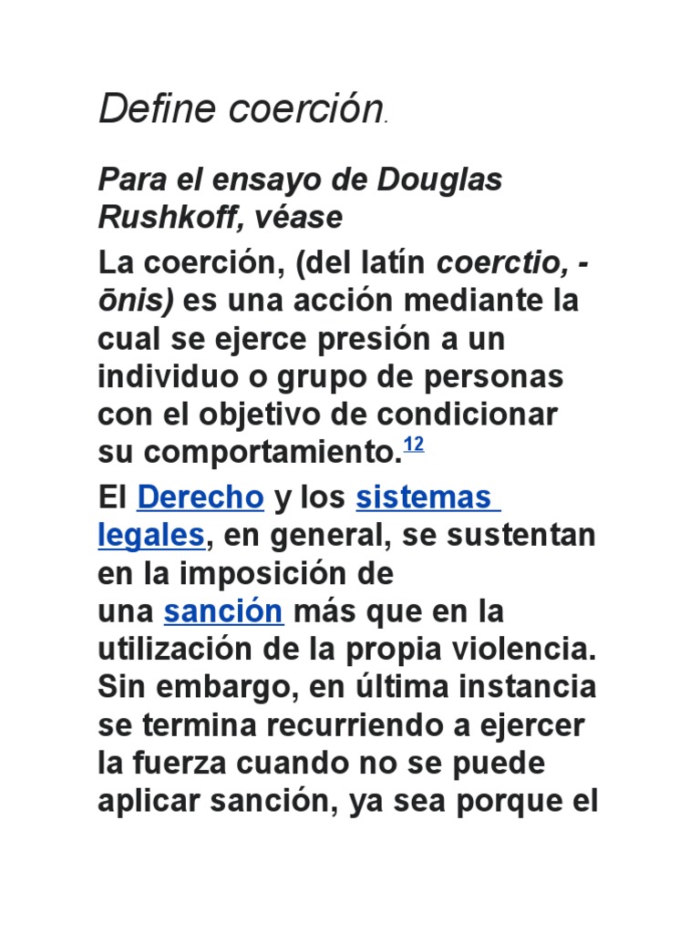Define Coerción PDF Coerción Derecho penal
