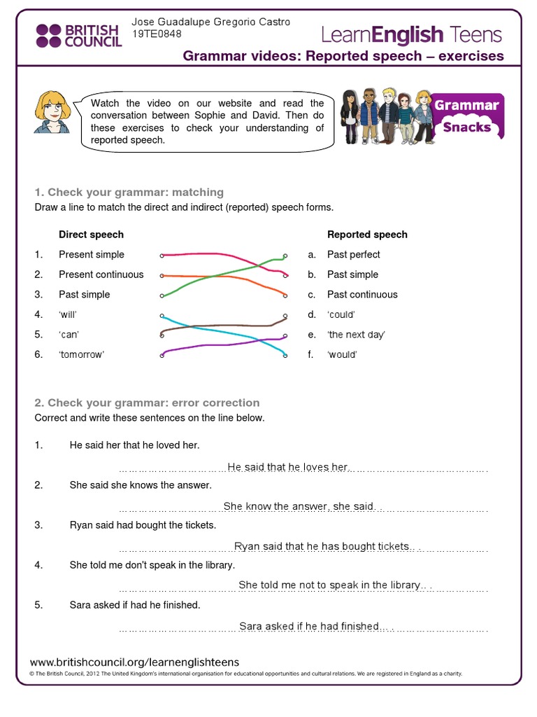 Reported Speech - Exercises (1) | PDF | Linguistics | Human Communication