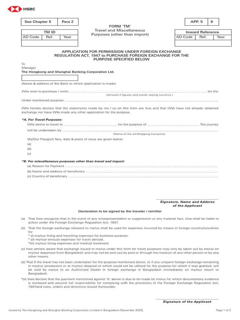 TM Form for Foreign Exchange Approval | PDF | Government | Economies
