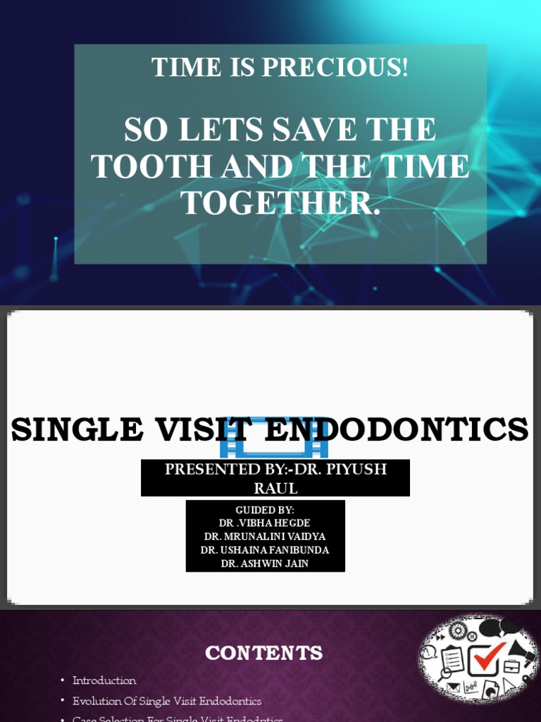Single Visit Endodontic Therapy PDF Anesthesia Health Sciences