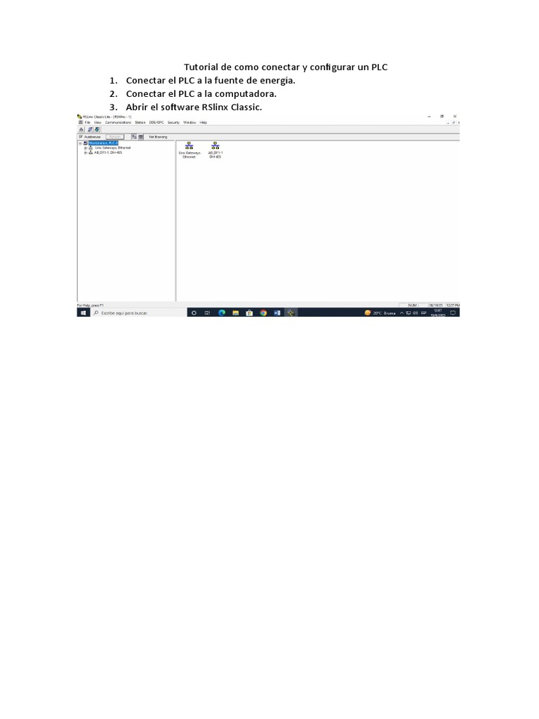 Tutorial de Como Conectar y Configurar Un PLC | PDF
