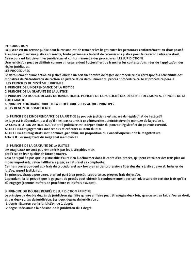 Principes et procédures de la justice | PDF | Compétence | Magistrat