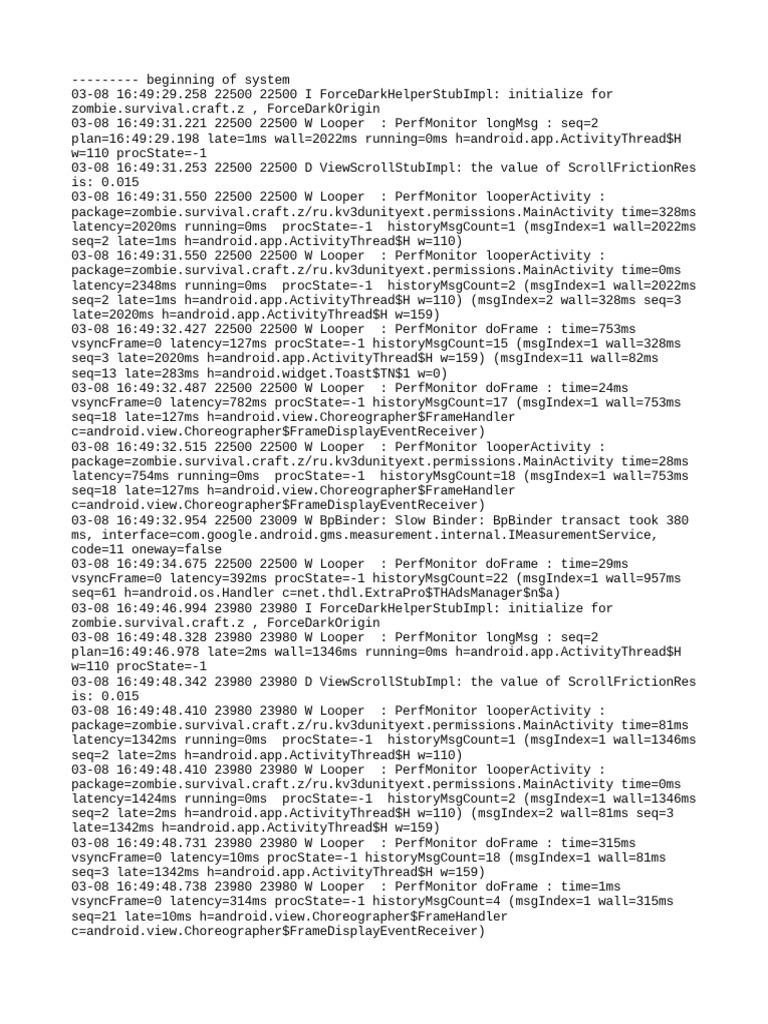 Zombie Survival Craft Performance Logs | PDF | Logging | Computing