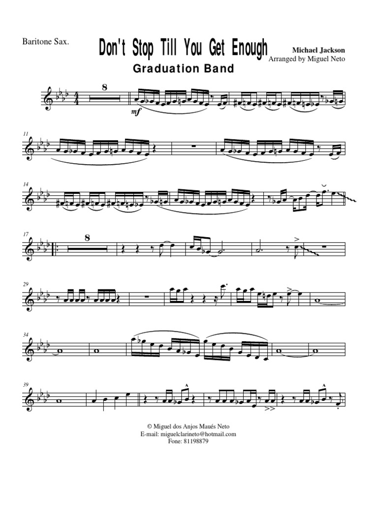Don't Stop Till You Get Enough (Miguel Neto) Baritone Sax PDF